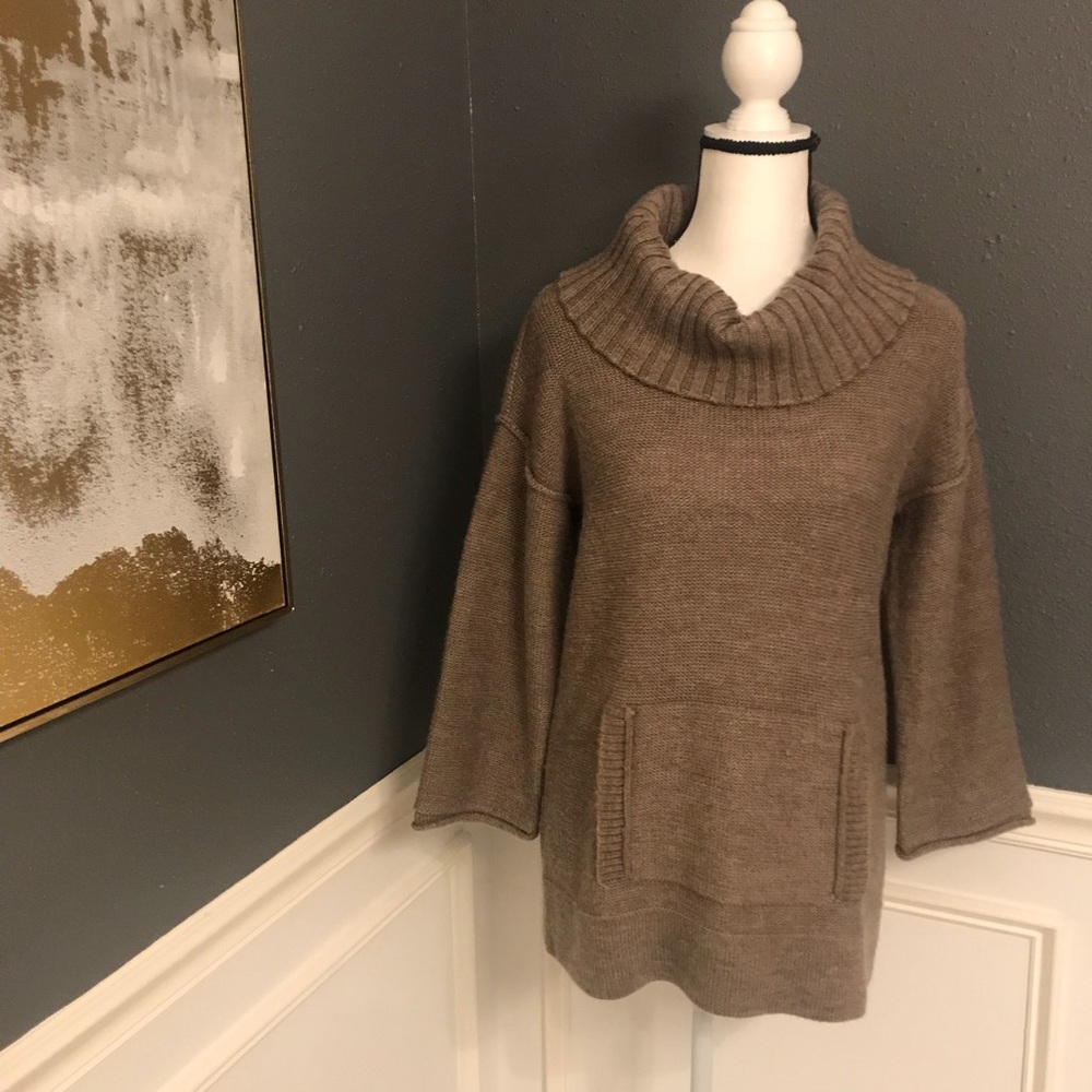 J. Crew Taupe Cowl Neck Pullover Sweater